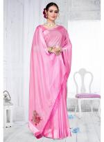 Chinon Pink Festival Wear Embroidery Work Saree